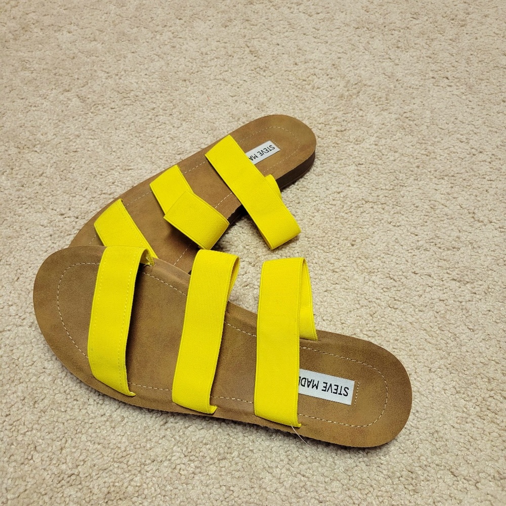 Steven Madden Pascale Flat Sandals, Yellow, Size 11